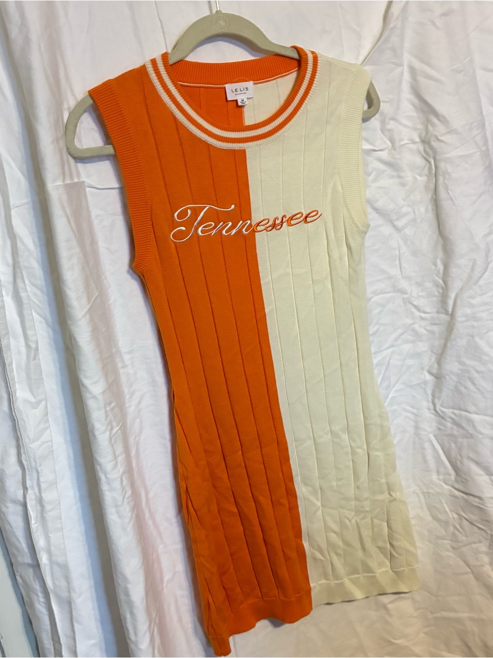 Le Lis Orange & Cream Tennessee Knit Dress